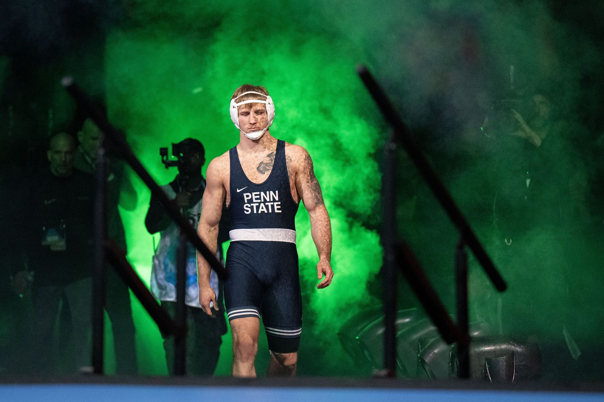 Barr at the NCAA WRESTLING Championships 2025 : Source: Getty